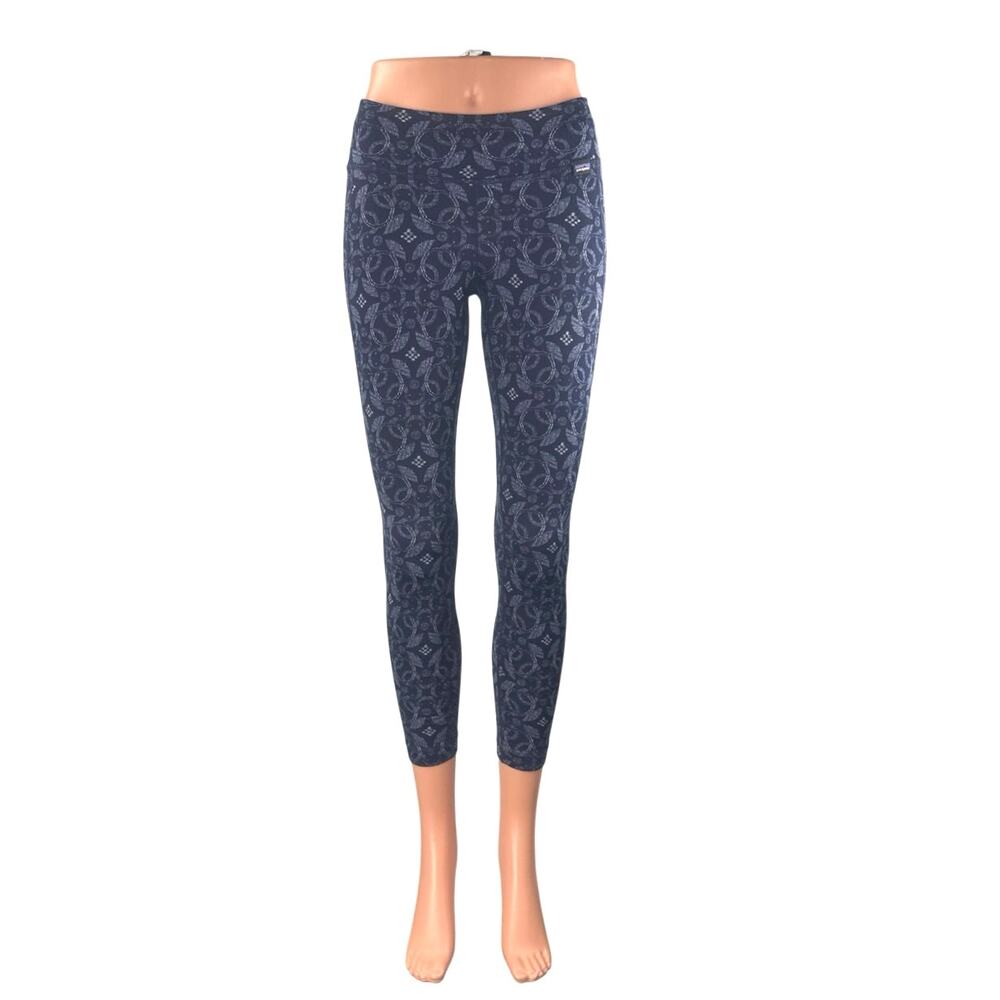 Patagonia Capilene Midweight Women Blue Cropped Base Layer Leggings Pants Sz XXS